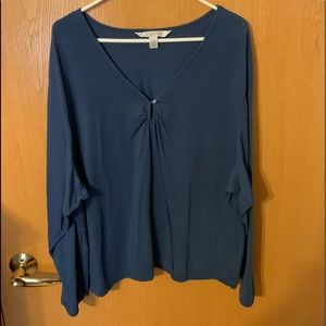 Cacique Navy Blue Long Sleeve PJ Top 26/28 - Gently Worn